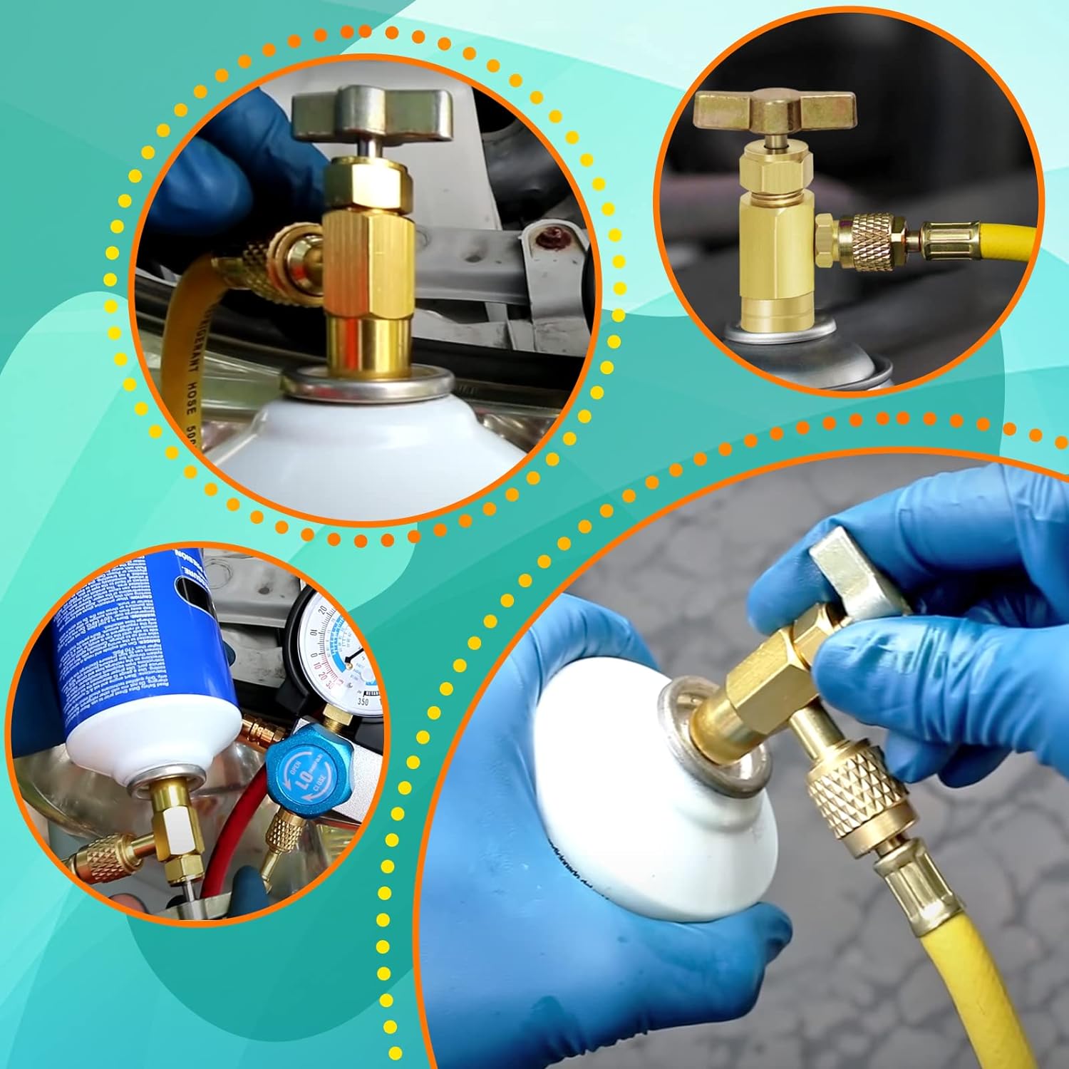 R134A Can Tap, R134A Self-Sealing and Puncture Style Refrigerant Can Tap Valves with Refrigerant Tank Adapters