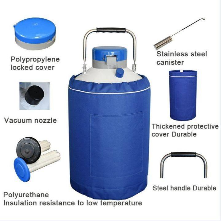 10 Liter  Cylinder Aluminum Dewar Cryo Tank Liquid Nitrogen Biological Storage Container for Laboratory