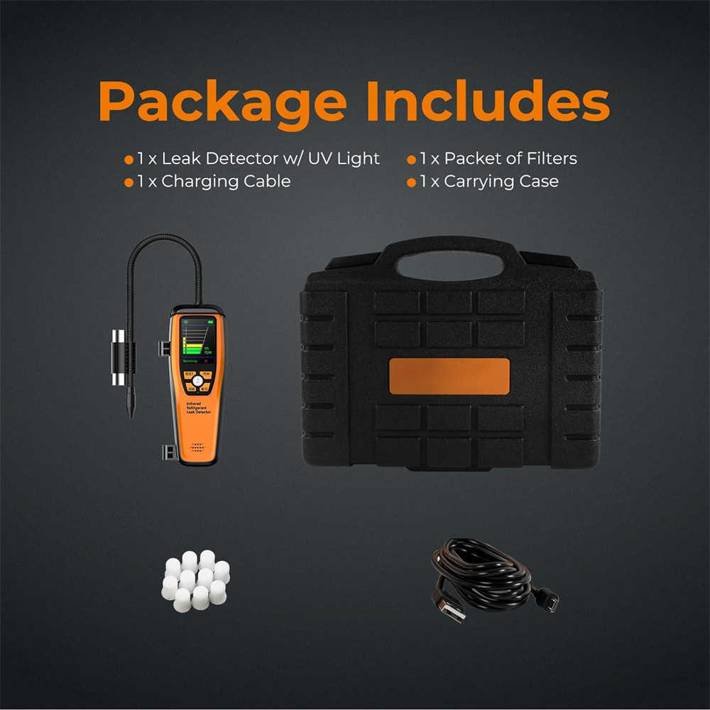 HVAC Refrigerant Leak Detector 10 Yrs Infrared Sensor Life Air Conditioning Detection, Automotive Gas Finder, ILD-200