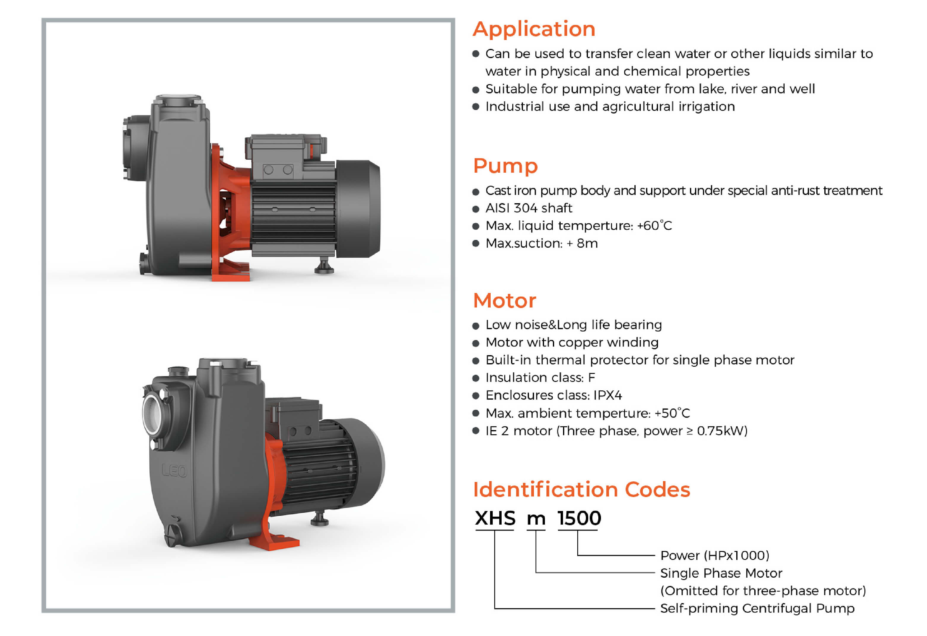 1.1Kw 1.5Hp 1.5Kw 2Hp Self-Priming High Pressure Centrifugal Pumps Water Standard Centrifugal Pump