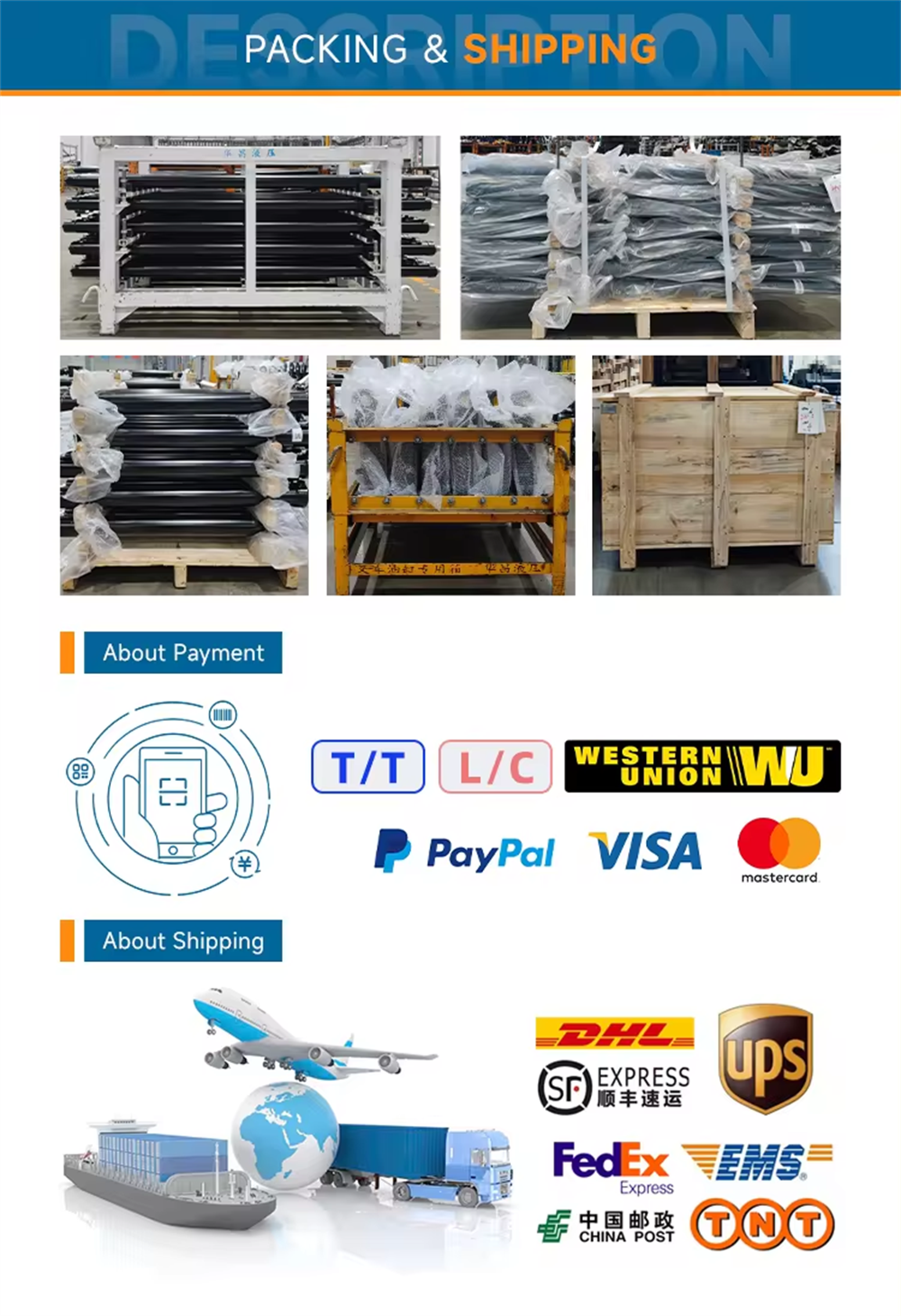 Support Customization No Standard Hydraulic Cylinder for Industrial Vehicle Forklift Tilt  Press  Tipper  Telescopic