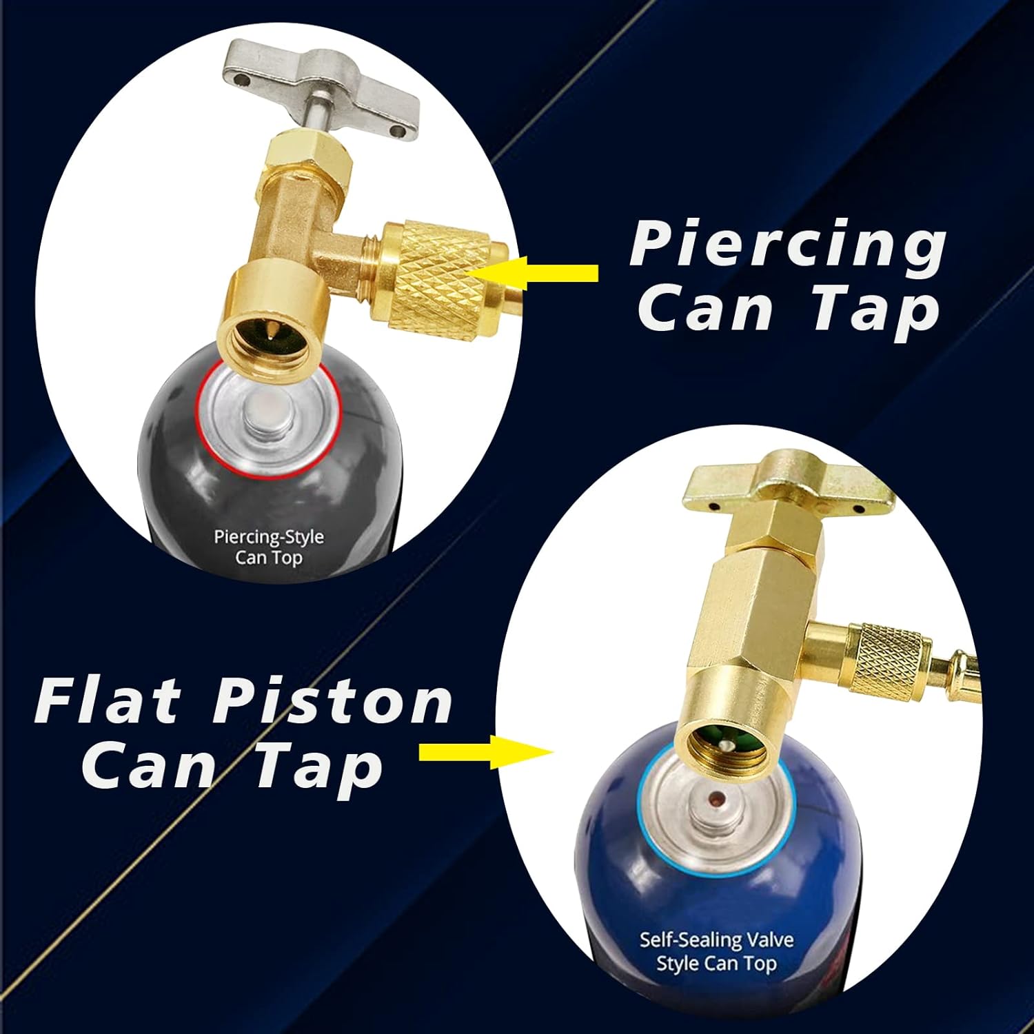 R134A Can Tap, R134A Self-Sealing and Puncture Style Refrigerant Can Tap Valves with Refrigerant Tank Adapters
