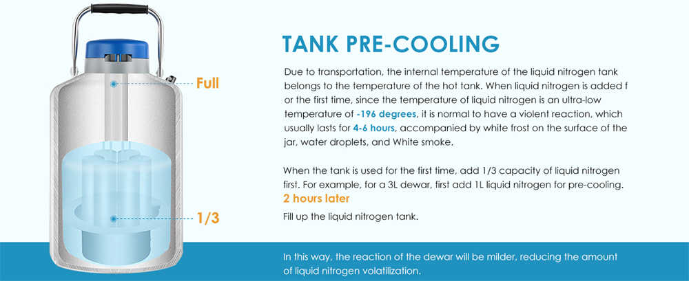 6L Liquid Nitrogen Container Cryogenic Container Liquid Nitrogen (LN2) Dewar Aluminum Alloy Semen Tank