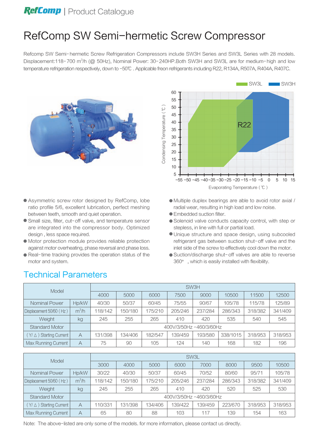 Refcomp SW3L8000-L4 Semi-hermetic Screw Compressor Suitable for YCAS Water Chiller Industrial Chiller Coldroom Cold Storage Room