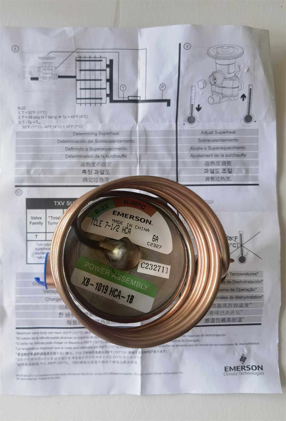 New Thermostatic Expansion Valve TCLE 7-1/2 HCA PNC 064695 Refrigerant R290 R407F R22 R407C for Refrigeration Parts Coldrom