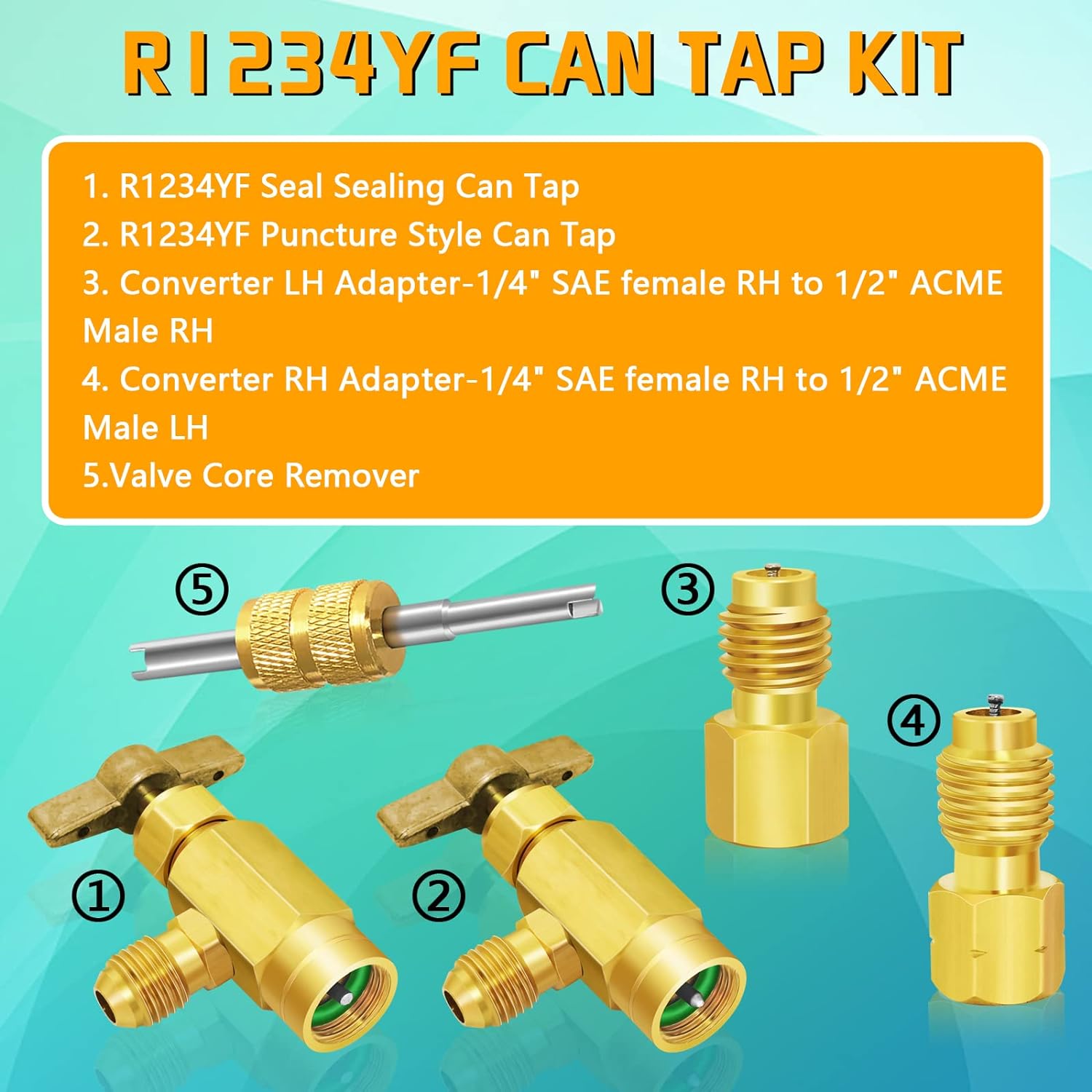 R134A Can Tap, R134A Self-Sealing and Puncture Style Refrigerant Can Tap Valves with Refrigerant Tank Adapters