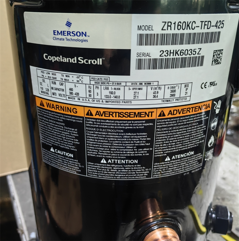 Scroll Compressor ZR190KCE TFD 425 522 ZR190KC TFD 425 440 3 60Hz R22 R404a Copeland for Air Conditioner
