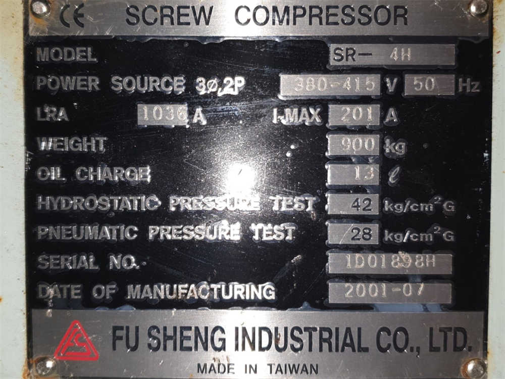 Fu Sheng SR-4H Screw Compressor on Freon Suitable for YCAS Water Chiller Industrial Chiller Coldroom Cold Storage Room