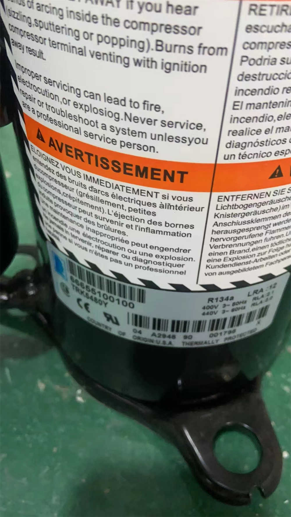 Hermetic Rotary Compressor TRK5512Y TRK5480Y TRK5450Y RK5512Y RK5480Y RK5450Y R134A 400V 3 50Hz 440 3 60Hz Tecumseh