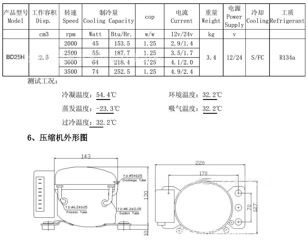 DC Mini Compressor Condensing Unit BD25HC Micro Air Chiller R134a 12V24V Air Conditioner Refrigant