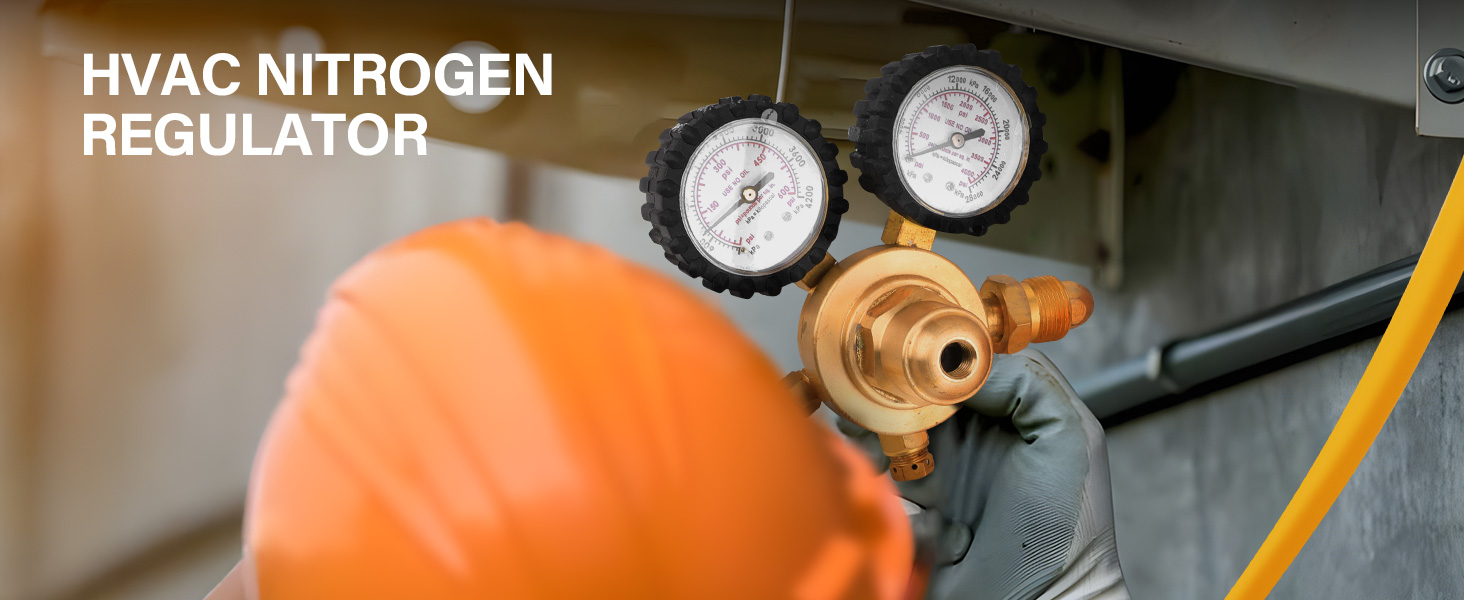 Nitrogen Regulator with 0-400 PSI Delivery Pressure, 60" Hose CGA580 Inlet Connection and 1/4