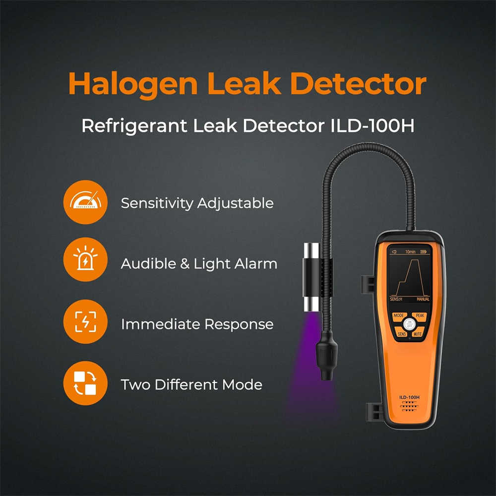 HVAC Refrigerant Leak Detector 10 Yrs Infrared Sensor Life Air Conditioning Detection, Automotive Gas Finder, ILD-200