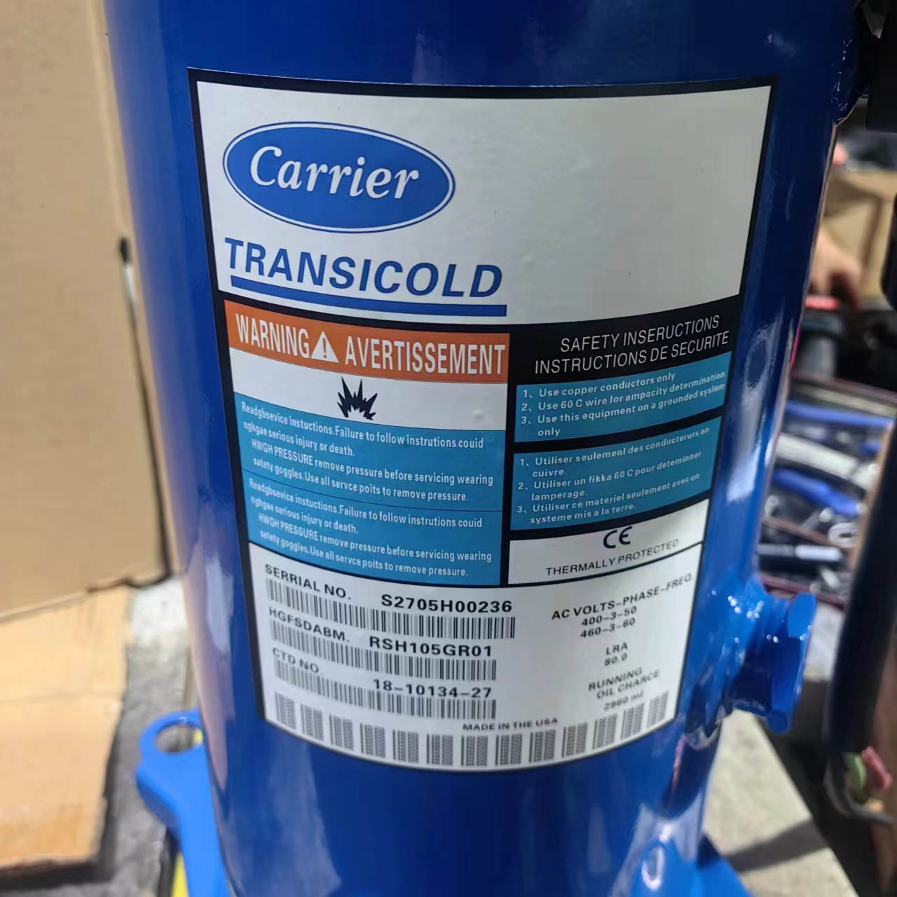 Hermetic Refrigeration  RSH105GR01 RSH105GD01 RSH105GA01 10hp Carrier Transicold Scroll Compressor for Reefer Container